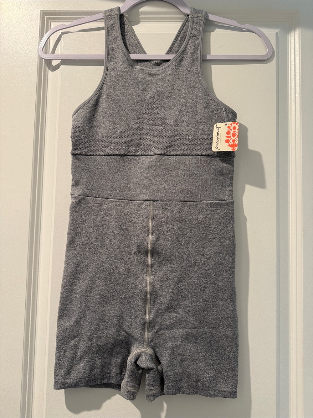 FP Movement by Free People Gray Seamless Athletic Shorts Romper